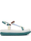 Camper Flatform-sandalen Mit Klettverschluss In Green