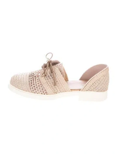 Pre-owned Camper Raffia Lace Pattern Flats In Neutral