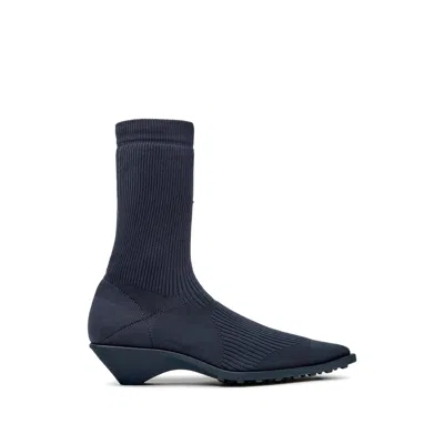 Camper Ribbed Knit Pointed Toe Kitten Heel In Transparent