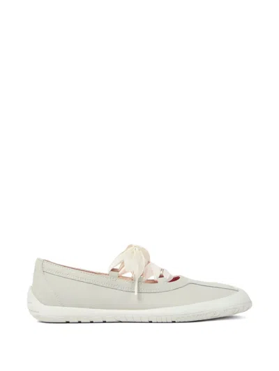 Camper Ribbon Leather Ballet Flats In Neutral