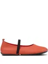 Camper Right Elastic-band Leather Ballet Flats In Brown