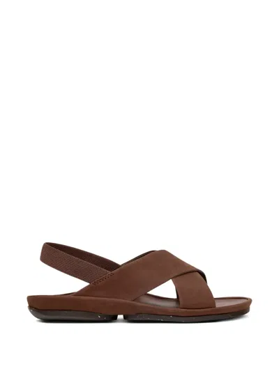 Camper Right Isla Crossover-strap Sandals In Brown