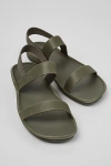 Camper Right Isla Leather 2-strap Sandal Top In Green, Women's At Urban Outfitters