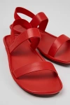 Camper Right Isla Leather 2-strap Sandal Top In Red, Women's At Urban Outfitters
