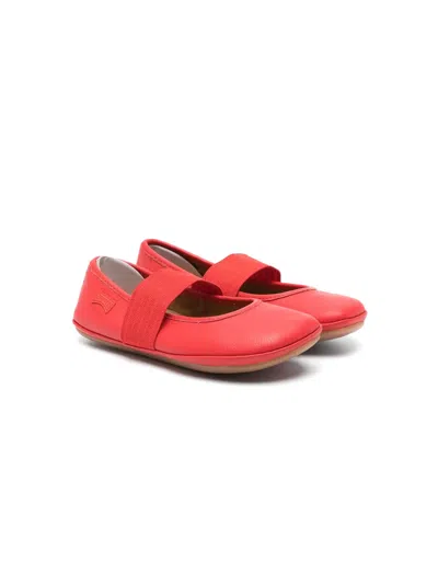 Camper Kids' Right Leather Ballerina Shoes In Red