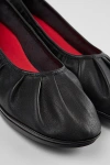 Camper Right Leather Pleated Ballerina Flat In Black, Women's At Urban Outfitters