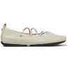 Camper Right Nina Lace-up Leather Ballet Flats In Neutral