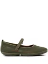 Camper Right Nina Flat Ballerina Shoes In Green
