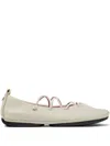 Camper Right Nina Lace-up Leather Ballet Flats In Neutral