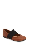 Camper Right Nina Leather Ballerina Flat In Medium Brown