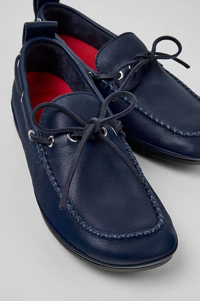 CAMPER RIGHT NINA LEATHER BOAT SHOE IN BLUE, WOMEN'S AT URBAN OUTFITTERS