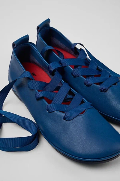 Camper Right Nina Leather Lace-up Ballerina Flat In Blue, Women's At Urban Outfitters