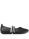 Camper Right Nina Twins Leather Ballerina Shoes In Schwarz