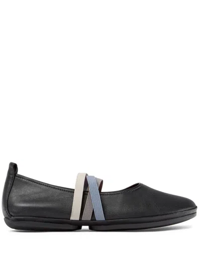 Camper Right Nina Twins Leather Ballerina Shoes In Schwarz