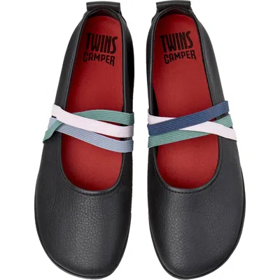 Camper Right Nina Twins Mismatch Ballerina Flat In Black