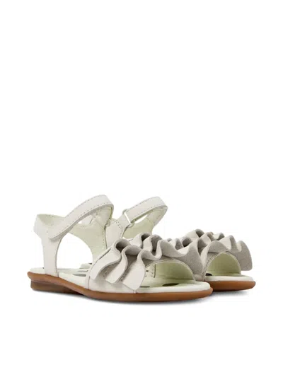 Camper Kids' Right Ruffled Sandals In White