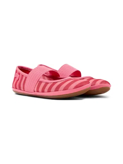 Camper Babies' Right Striped Strap Ballerinas In Pink