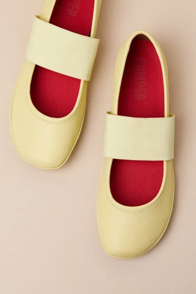 Camper Right Yellow Leather Ballet Flats