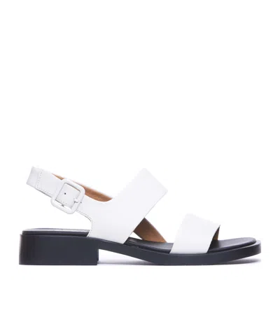 Camper Round-headed Flat Sandals In White