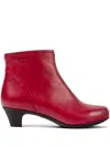 Camper Round-toe Leather Boots In Red