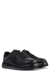 Camper Chunky Lace-up Leather Boots In Black/ Black
