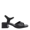 Camper Kora Leather Heeled Sandal In Black, Women's At Urban Outfitters In Nero