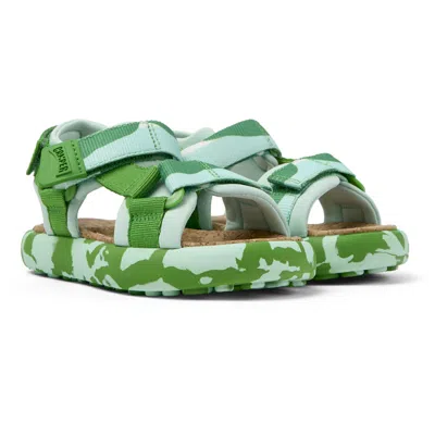 Camper Kids' Sandals For Girls In Green,white