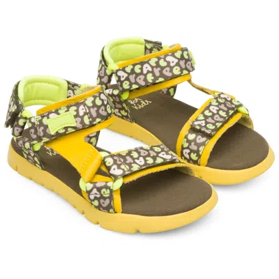 Camper Kids' Sandals For Girls In Yellow,green,beige