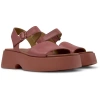 Camper Tasha Ankle Strap Wedge Sandal In Red
