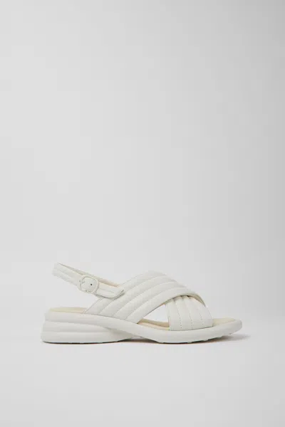 Camper Spiro Padded Leather Sandals In White
