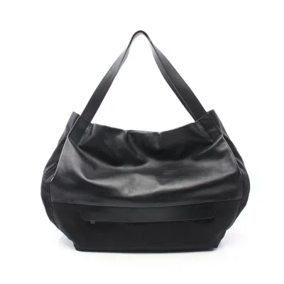 Camper Shoulder Bag Tote Bag Leather Fabric In Black