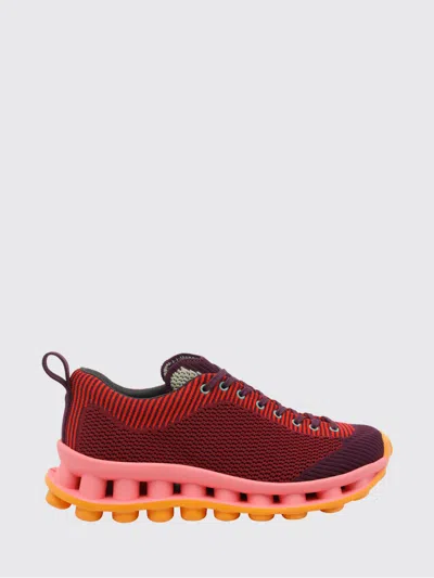 Camper Pelotissima Knitted Deep Burgundy Sneakers In Red