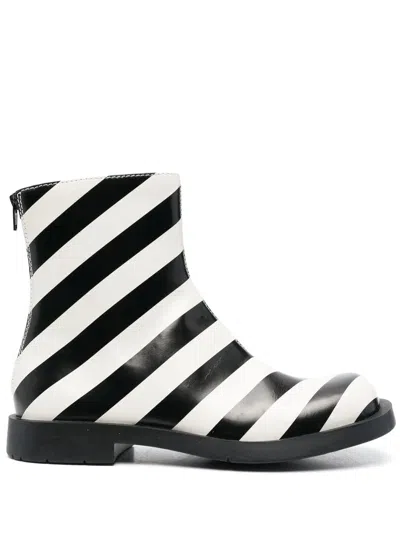 Camper Striped Ankle Boots In Black