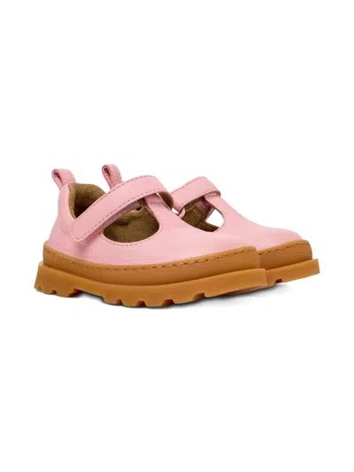 Camper Kids' T-bar Leather Ballerinas In Pink
