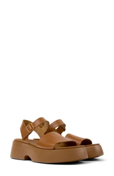Camper Tasha Ankle Strap Wedge Sandal In Brown