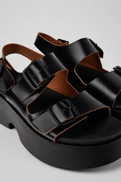 Camper Tasha Buckled Leather Sandal In Black, Women's At Urban Outfitters