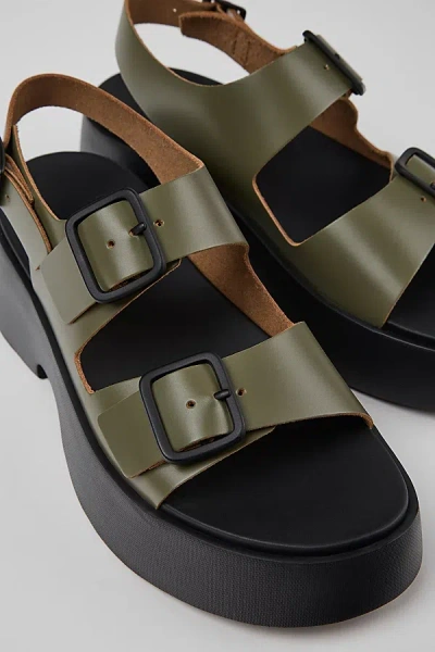 CAMPER TASHA BUCKLED LEATHER SANDAL IN GREEN, WOMEN'S AT URBAN OUTFITTERS