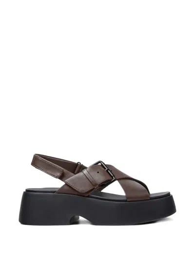 Camper Tasha Buckled Leather Sandals In Brown
