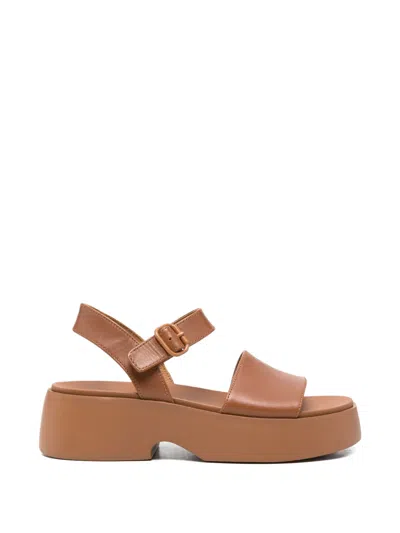 Camper Tasha Buckle-fastening Platform Sandals In Brown