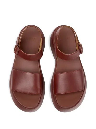 Camper Tasha Ankle Strap Wedge Sandal In Burgundy