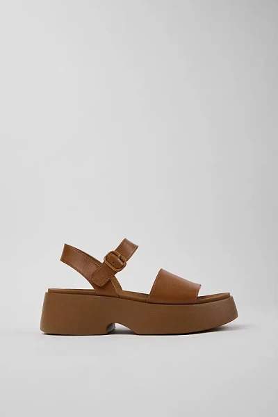 Camper Tasha Ankle Strap Wedge Sandal In Brown