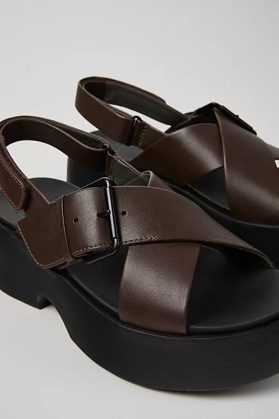 Camper Tasha Leather X-strap Sandal In Brown, Women's At Urban Outfitters