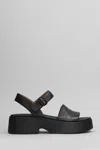 Camper Tasha Sandals In Black Leather In Black