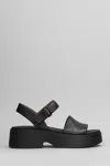 CAMPER TASHA SANDALS IN BLACK LEATHER