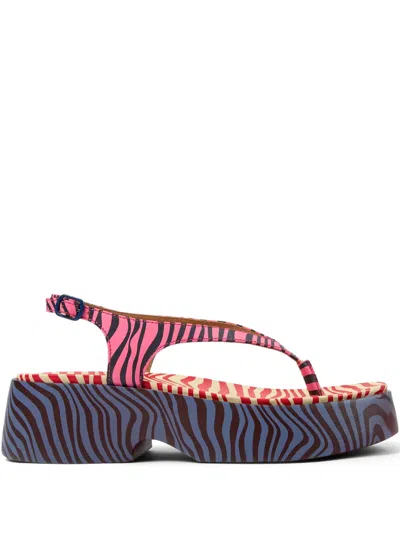 Camper Tasha T-strap Platform Sandals In Animal Print