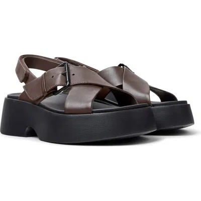 Camper Tasha X-strap Platform Sandal In Brown