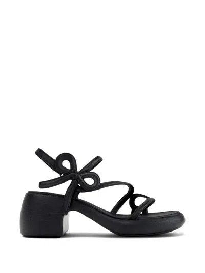 Camper Thelma Twins Bow-detail Leather Sandals In Black
