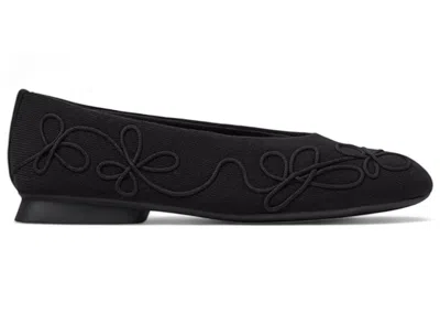 Pre-owned Camper Twins Ballerina Flat Floral Embroidery (women's) Sneakers In Black