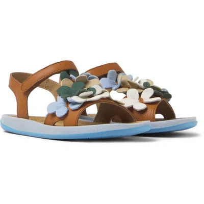 Camper Kids' Sandals For Girls In Brown,blue,white