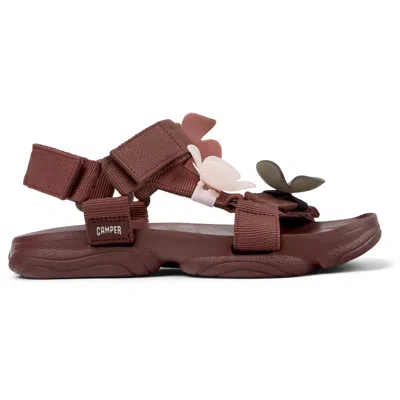 Camper Karst Twins Mismatch Sandal In Burgundy